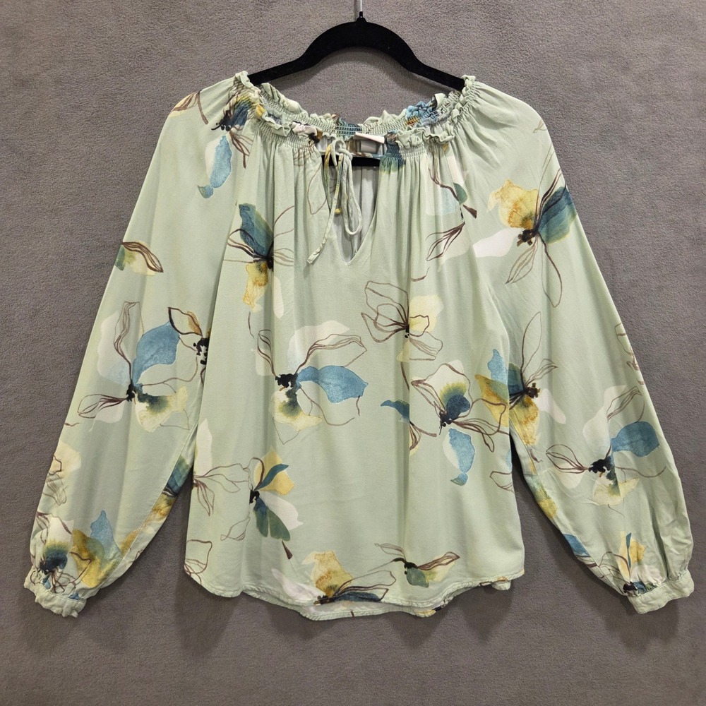 Floral Peasant Blouse Women's Size Small Boho Cottage Casual Office